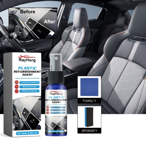 Rayhong Car Plastic Refurbishment Agent, Car Motorcycle Plastic Body Dashboard Refurbishment Polish 100ml